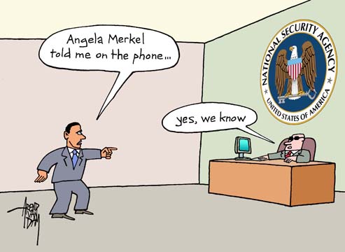 NSA luistert Angela Merkel af